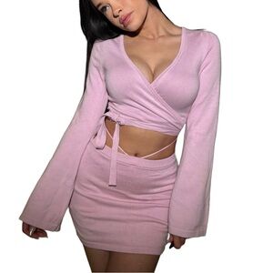 Lovers and Friends Gannon Wrap Mini Cardigan and Mini Skirt Set